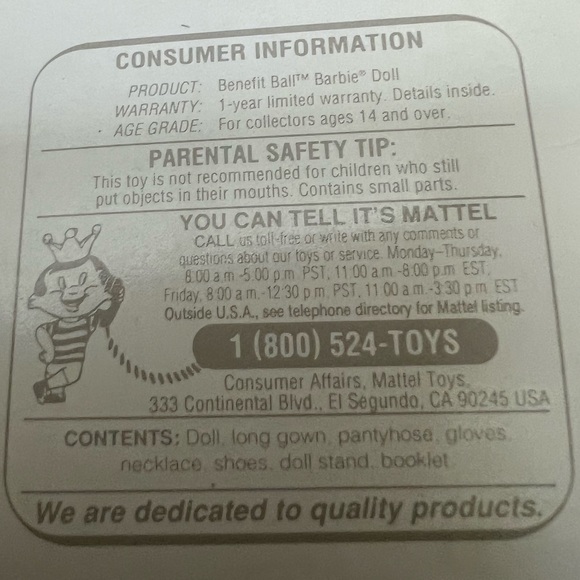 BENEFIT BALL Barbie Classique Collection Doll First in Series by Mattel NIB - Picture 5 of 6